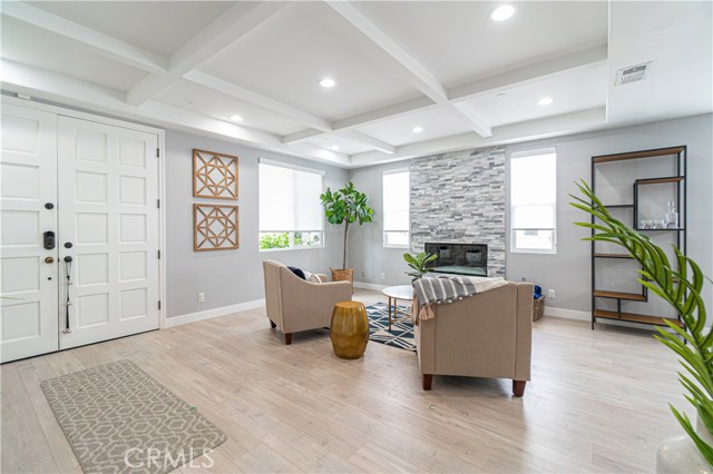 View of front door and living room