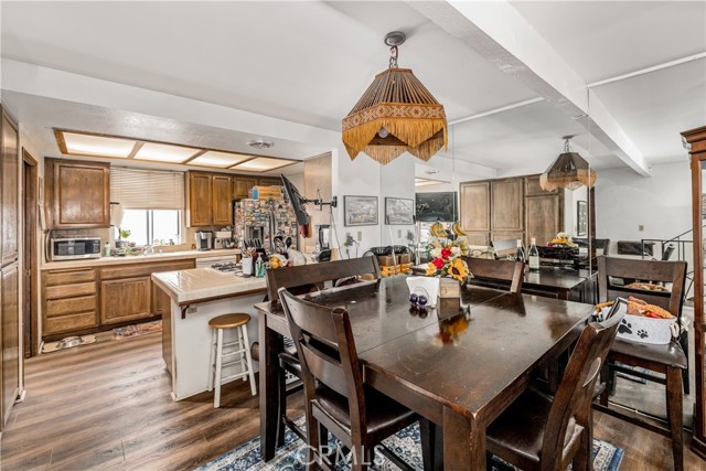 Dining room and kitchen.