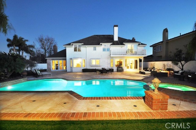 Back Elevation with Pool at Night