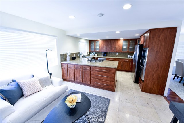 family room and kitchen