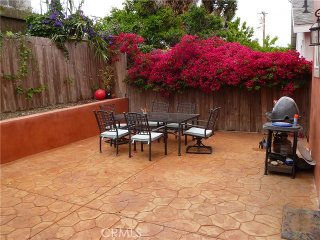 private rear patio in backyard