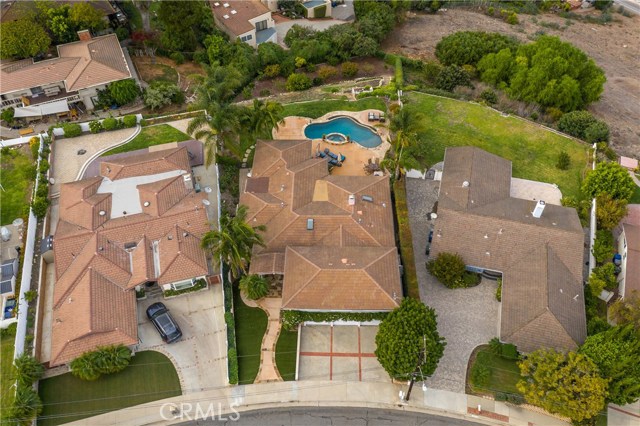 Close up aerial of the over 18,000 square foot lot! You won't want to leave this home!  Lot continues to the trees at the bottom (orchard).