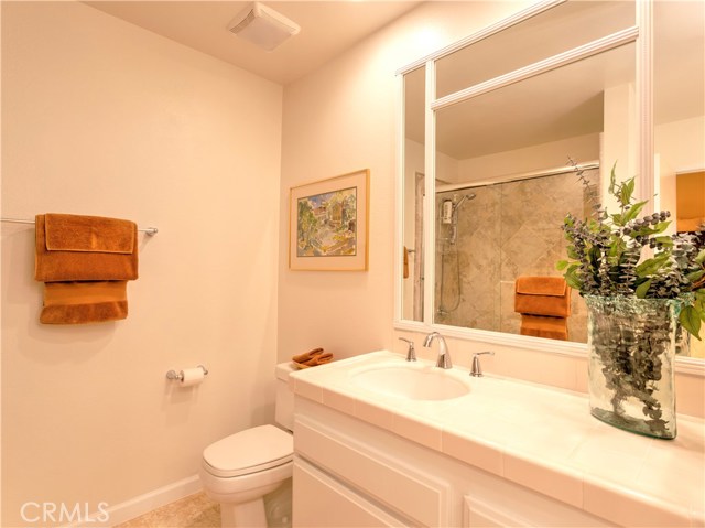 Master bath with innovative mirror treatment