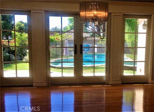 french doors to the pool area