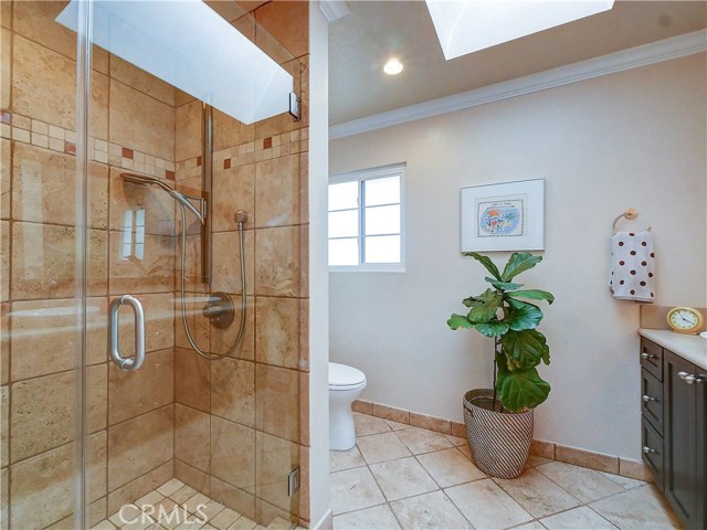 Walk in shower in the hall bathroom.