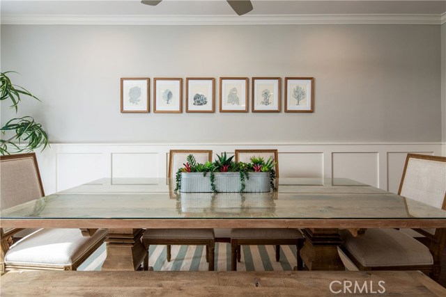 Dining area open to kitchen, backyard and family room.
