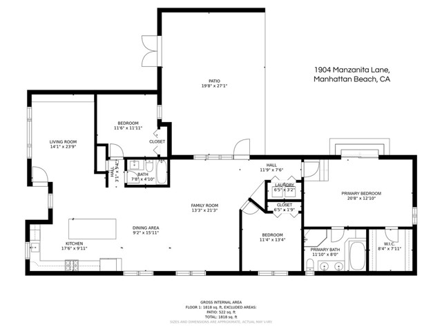 1904 Manzanita Lane, Manhattan Beach, California 90266, 3 Bedrooms Bedrooms, ,2 BathroomsBathrooms,Residential,Sold,Manzanita,SB21153043