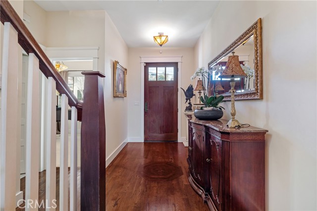 Front entrance on mid level of three