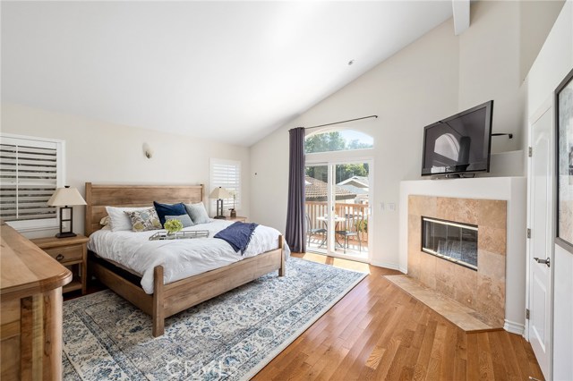 Entering the Master Bedroom Suite with a fireplace and balcony. Entering the Master Bedroom Suite with a fireplace and balcony.