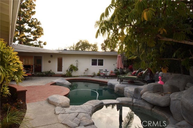 Pool and spa. Waterfall is to the right.