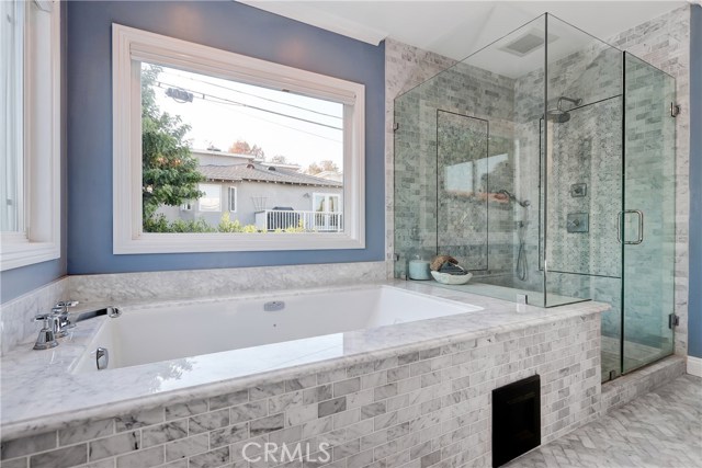 Walk in shower and spa tub