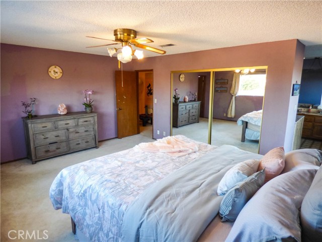 Romantic Master bedroom suite with glass door closet and walk-in closet