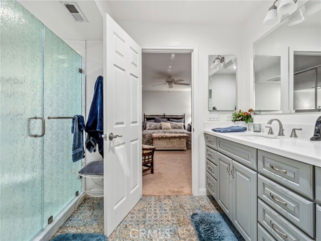 Big walk in remodeled shower in master bath