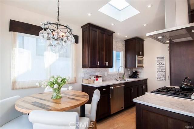 Upstairs dining area and kitchen