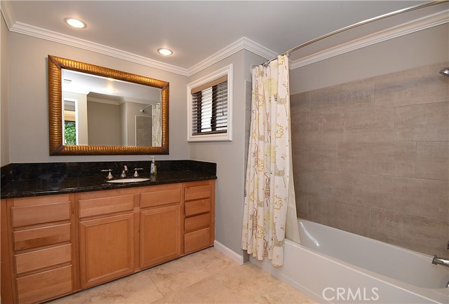 Hallway Bathroom new tile and granite counter