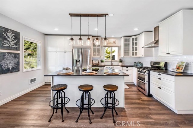 Kitchen with center island for eating area