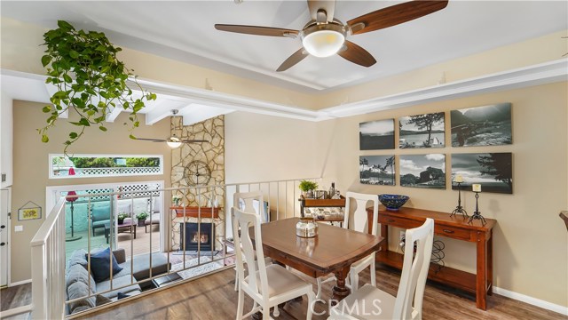 Dining Room view overlooking Living Room and deck