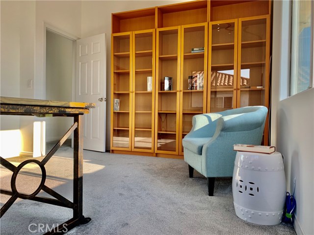 It's a luxury to have 4 spacious bedrooms all with vaulted high ceilings, corner locations and light coming from both windows. The wall unit has versatile uses to suit your needs for showcasing a variety of items from books, projects and awards from school, diplomas, or your favorite items for display. If you prefer, it can be easily removed.