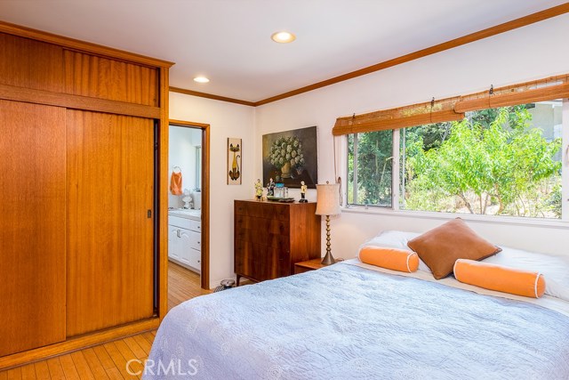 Master Suite with wood custom closet doors