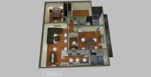 3D Rendering of future plan for expansion. Master bath and walk in closet added to 3rd bedroom and laundry room off the kitchen. Would add approx 430 square feet to the home.