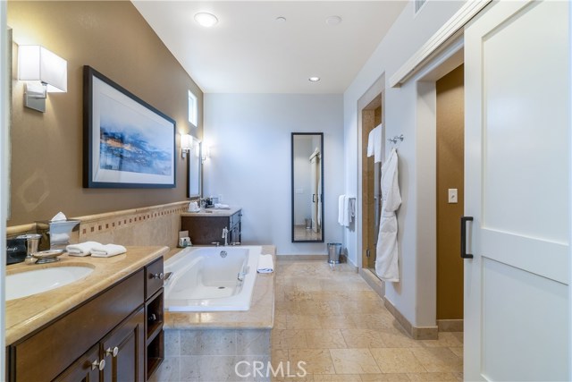 Lavish master bathroom with soaking tub.