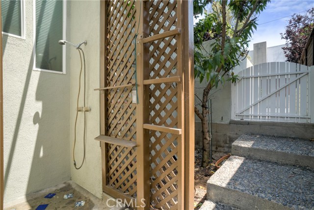 Outdoor shower for de-sanding after a day at the beach