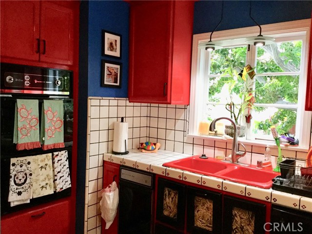 Kitchen with french window