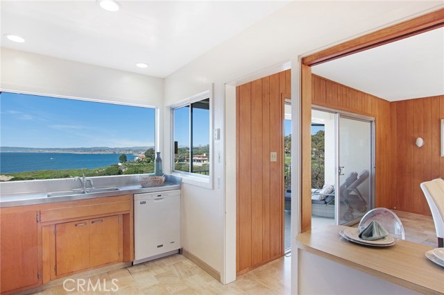 Kitchen with large glass window