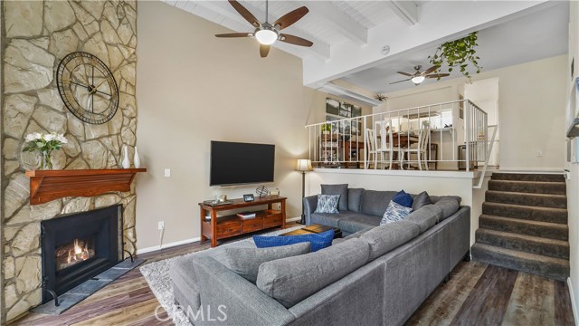 From entrance view of living room and dining room