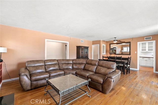 Upstairs unit living room and dining area