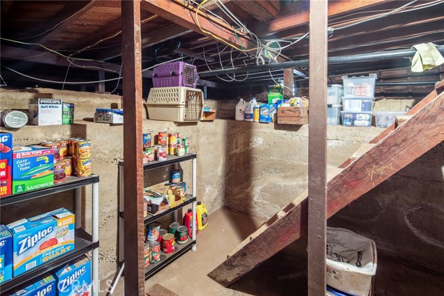 Basement that can be used for extra storage or a wine cellar.