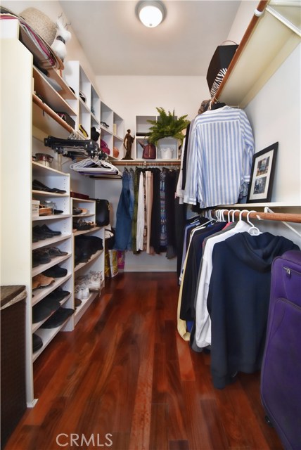 One of two walk-in closets in the master suite.