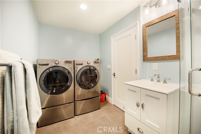 Laundry conveniently located in the hall guest bath