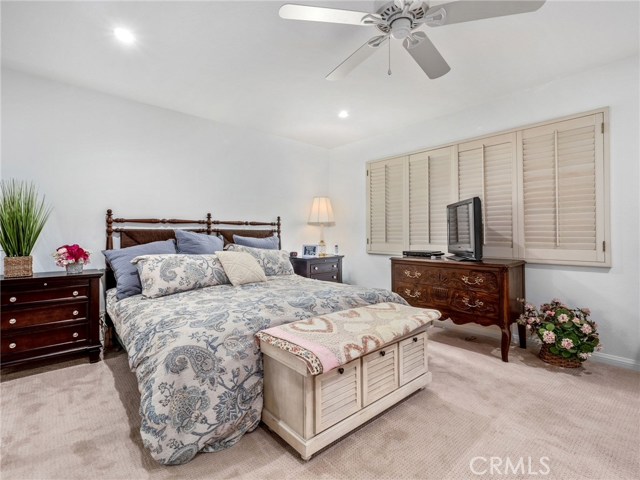 Big master bedroom with plantation shutters