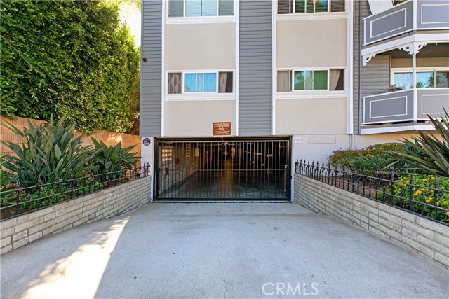 One of two secure automatic garage doors.