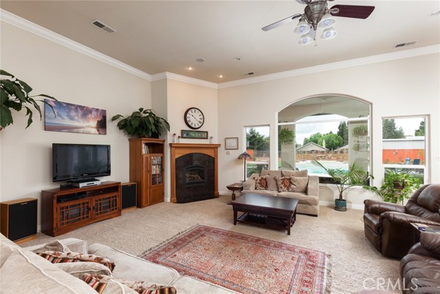 Great room with beautiful views out to the backyard.