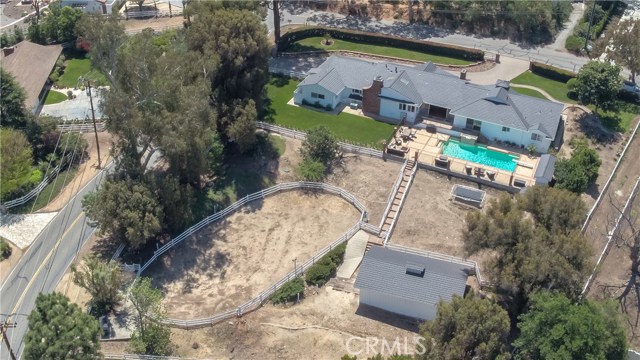 Aerial view of backyard