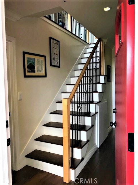 stair case leads to the backyard