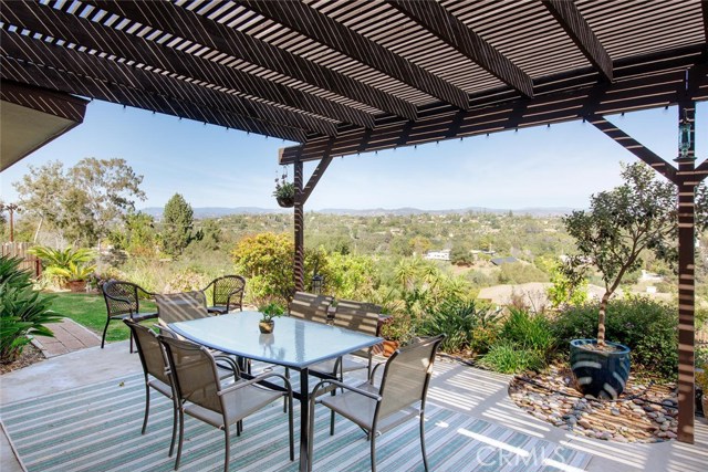 Lovely covered patio/front lawn area, great for entertaining or for enjoying a beautiful evening overlooking the Escondido valley