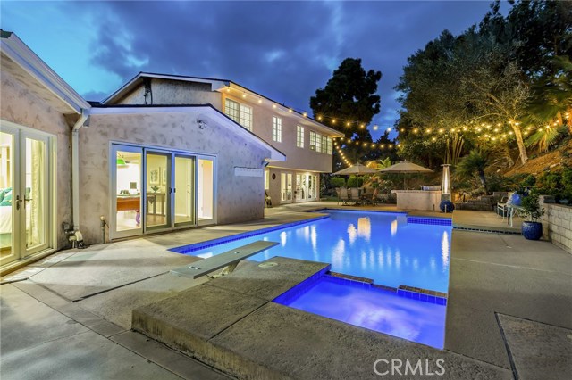 Spa, swimming pool at twilight