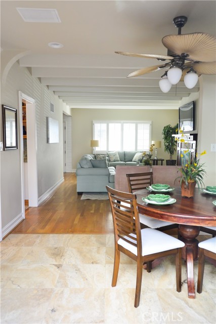 Dining room facing west to living room.