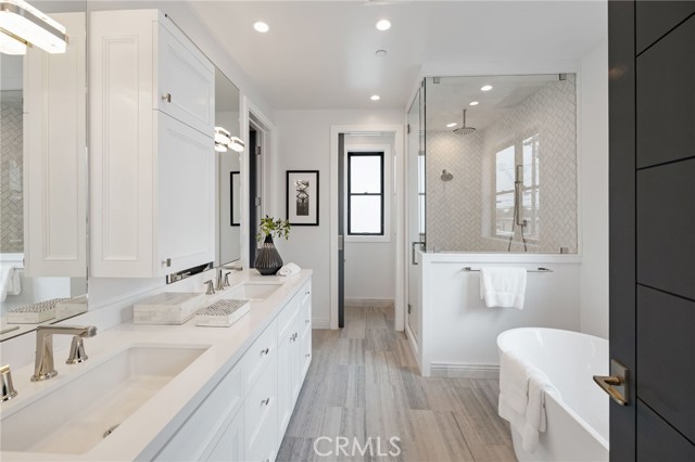 Master bath with decadent fixtures and finishes