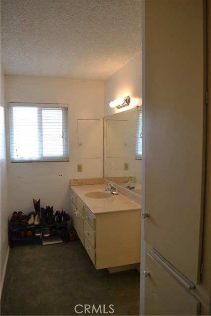 Master sink 1 of 2 on the outside of shower and toilet area, plus hall storage closets to right of photo.