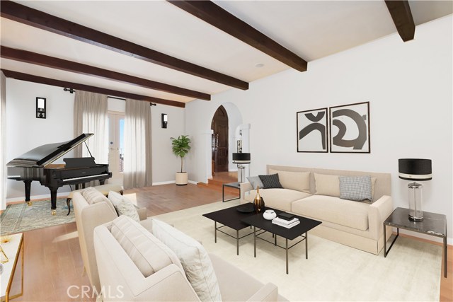 The main level living room was virtually staged to showcase the many possibilities.