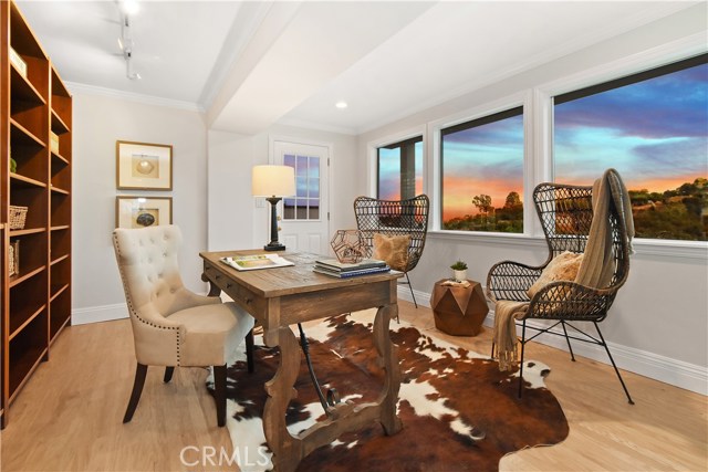 Office with pool view & views of city and harbor