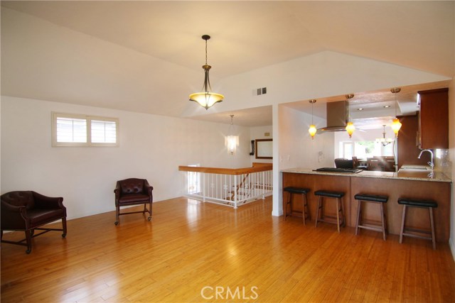 View to kitchen from living room balcony.