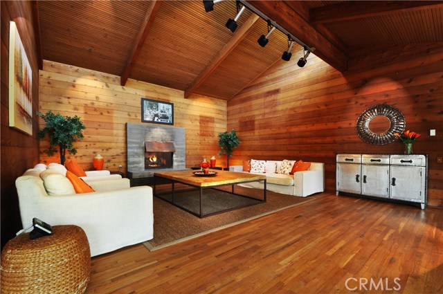 Living room with wood floors