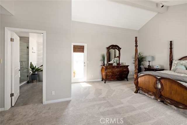 Spacious master suite with private patio