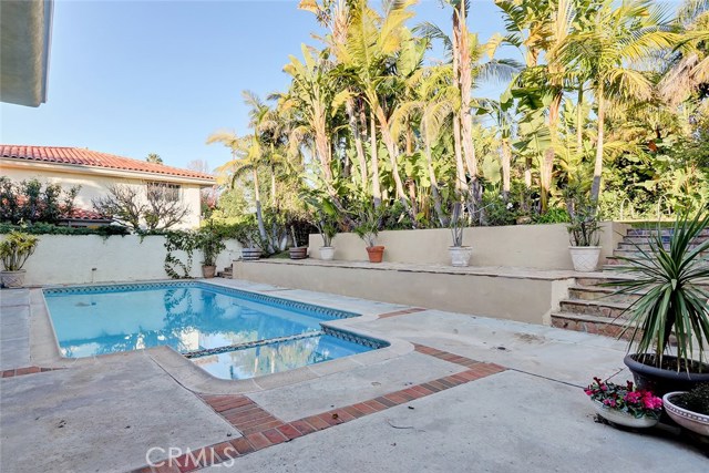 Large private backyard with pool