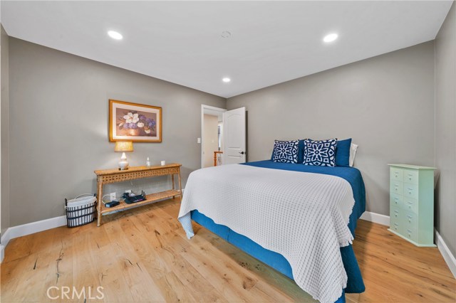Guest bedroom that leads to the backyard.